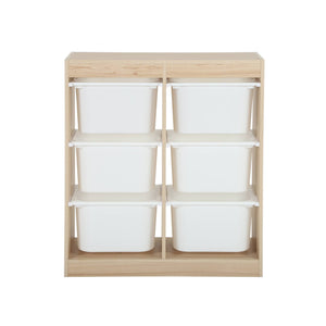 Contenitore per bambini con 6 contenitori, marrone naturale