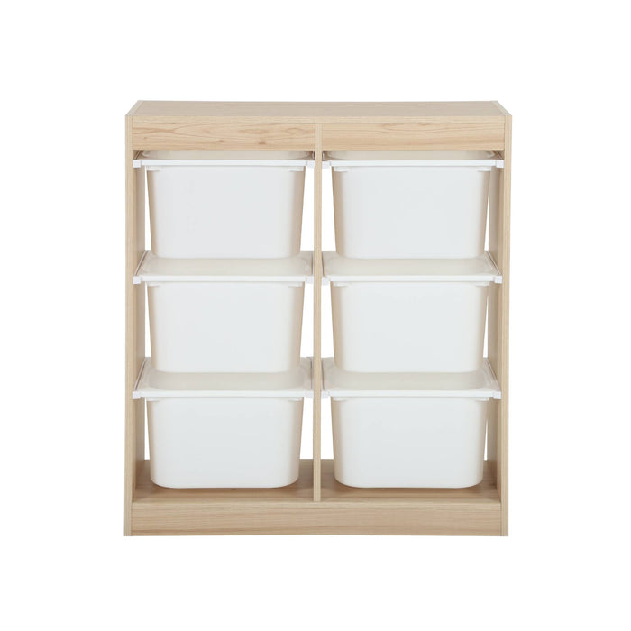 Contenitore per bambini con 6 contenitori, marrone naturale