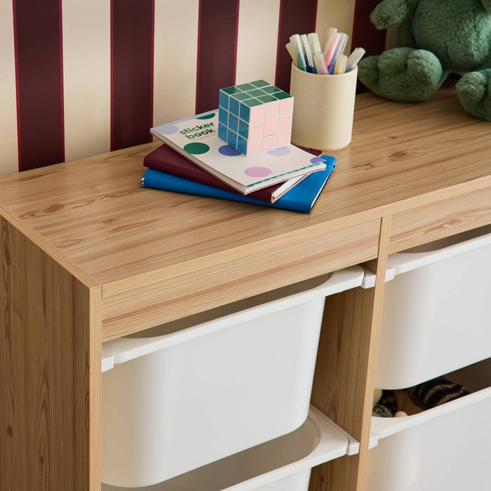 Contenitore per bambini con 6 contenitori, marrone naturale