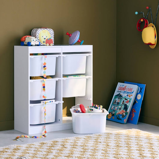 Contenitore per bambini con 6 contenitori, bianco