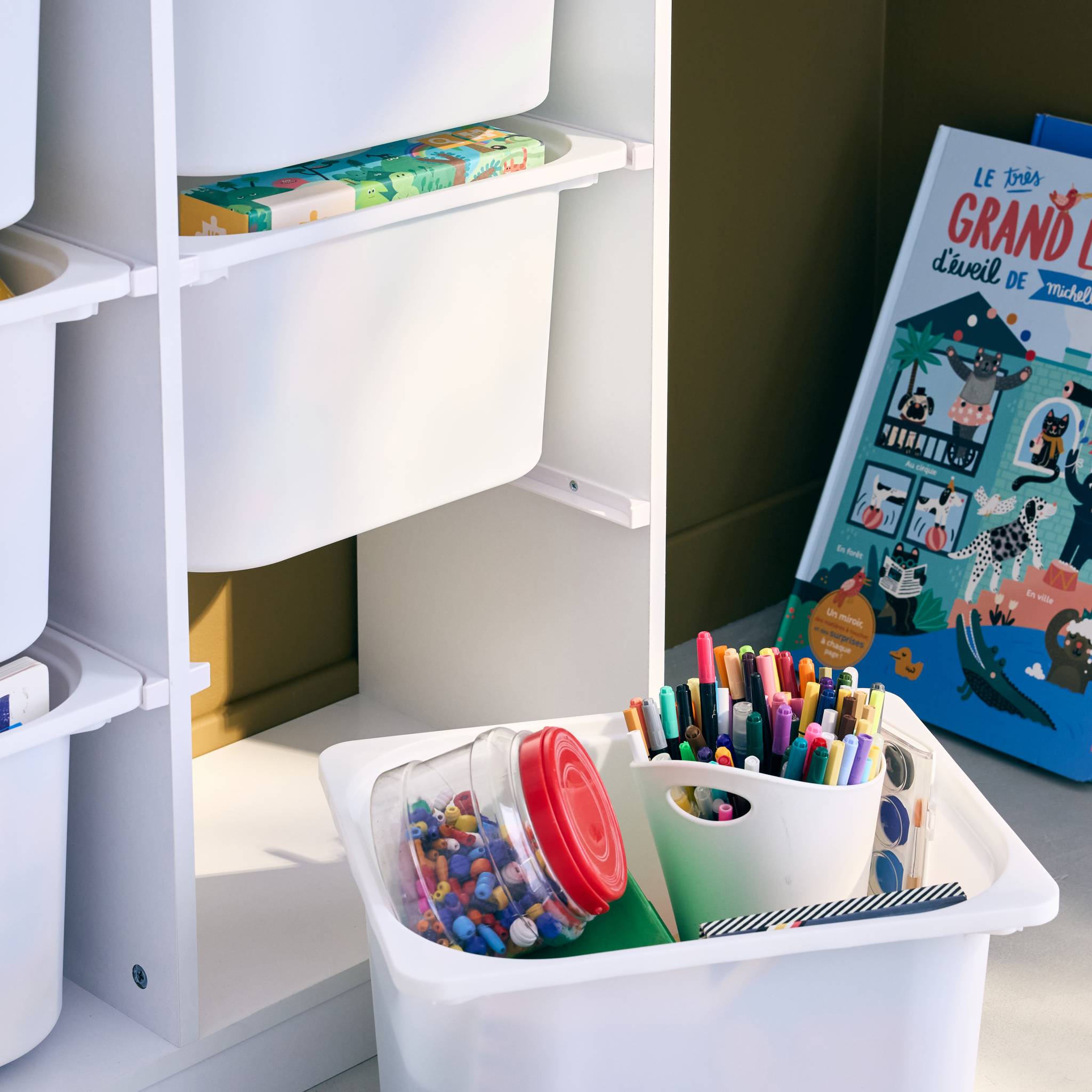 Contenitore per bambini con 6 contenitori, bianco