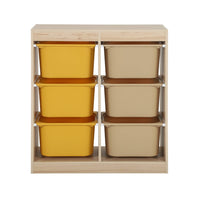 Mobile contenitore per bambini con 6 scatole colorate, mostarda