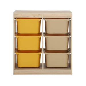Mobile contenitore per bambini con 6 scatole colorate, mostarda