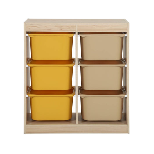 Mobile contenitore per bambini con 6 scatole colorate, mostarda
