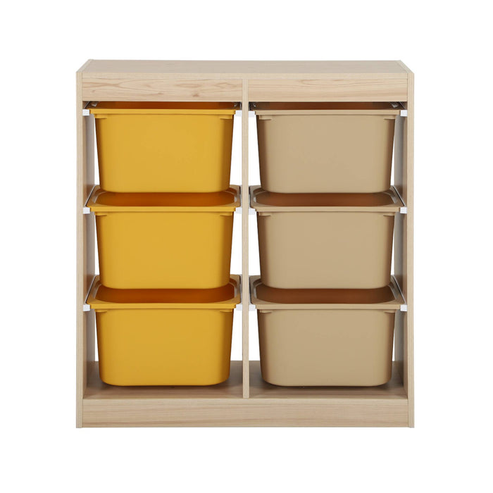 Mobile contenitore per bambini con 6 scatole colorate, mostarda
