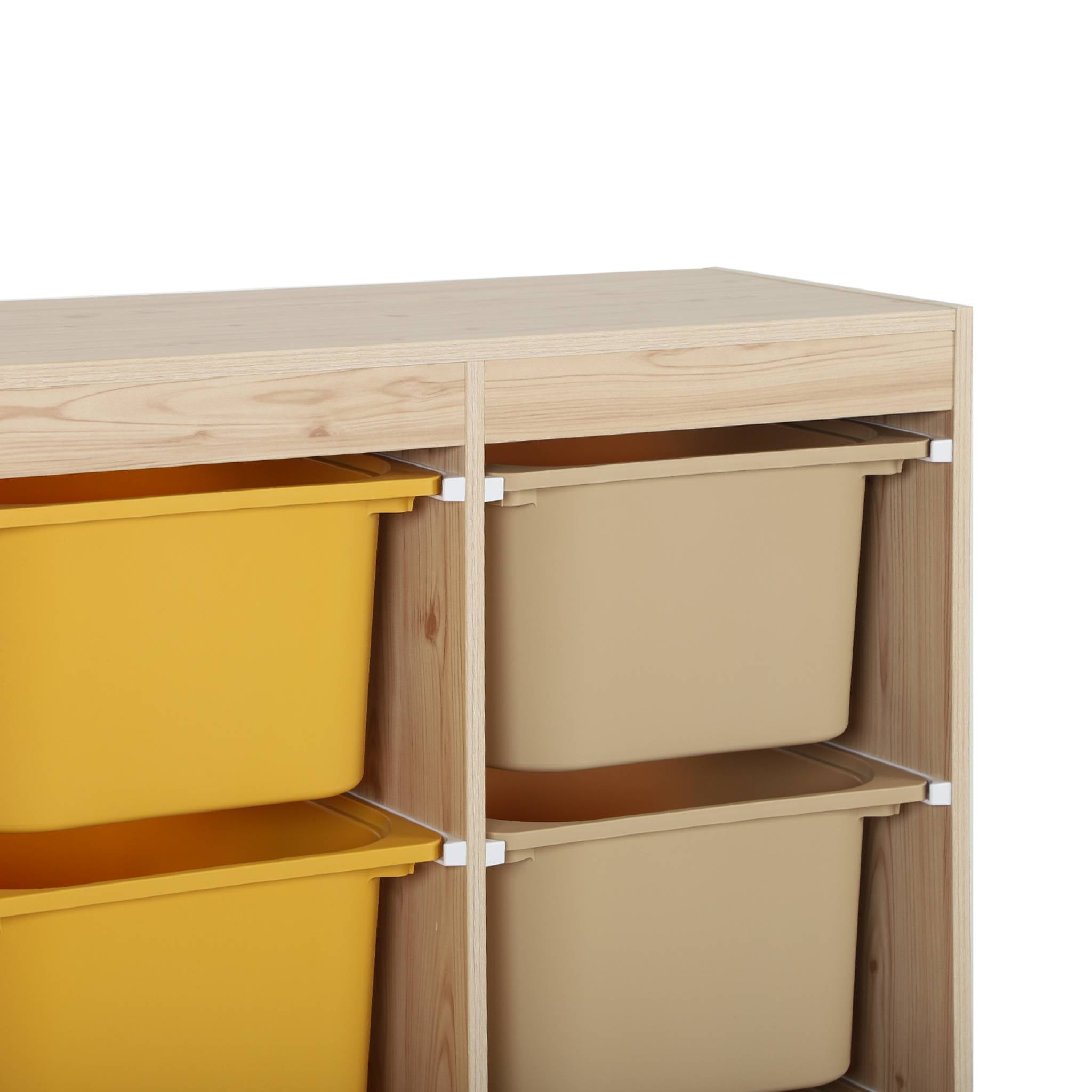 Mobile contenitore per bambini con 6 scatole colorate, mostarda