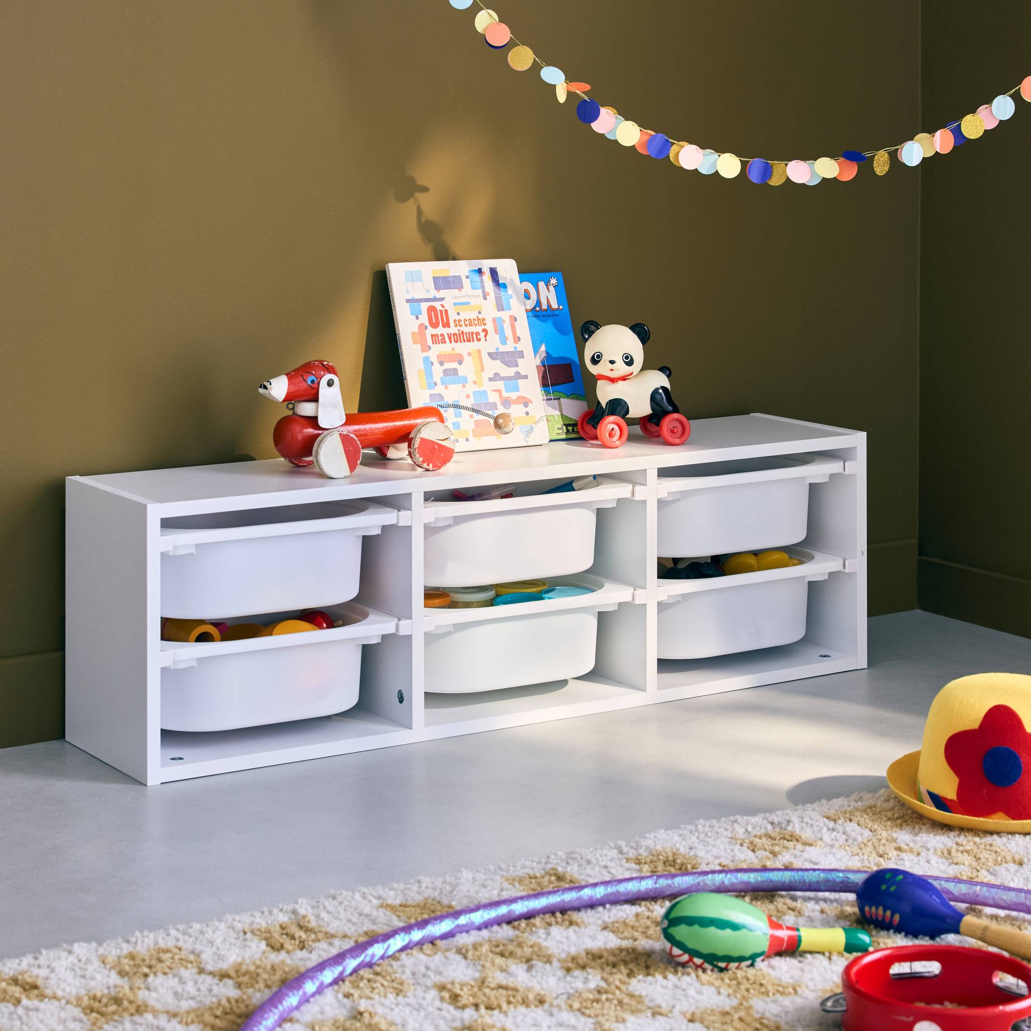 Contenitore per bambini, 6 contenitori, bianco