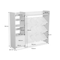 Contenitore per bambini con 9 contenitori, 4 ripiani, 1 anta, bianco