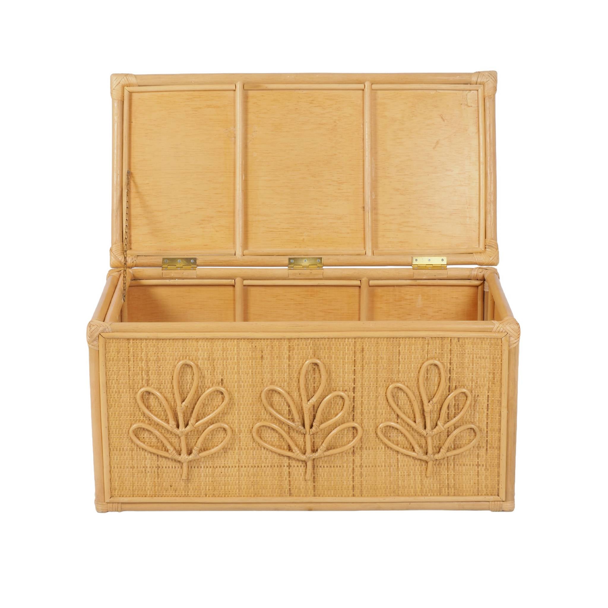 Baule giocattoli per bambini bohémien in rattan, rattan naturale