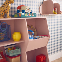 Contenitore per bambini, 3 ripiani e 2 vani portaoggetti, rosa