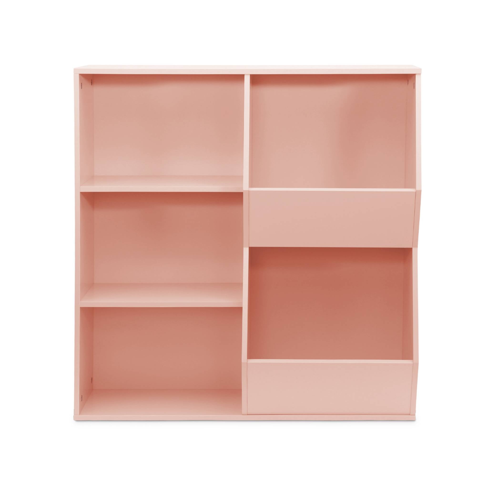 Contenitore per bambini, 3 ripiani e 2 vani portaoggetti, rosa