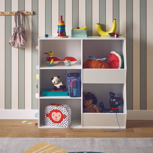 Contenitore per bambini, 3 ripiani e 2 vani portaoggetti, bianco