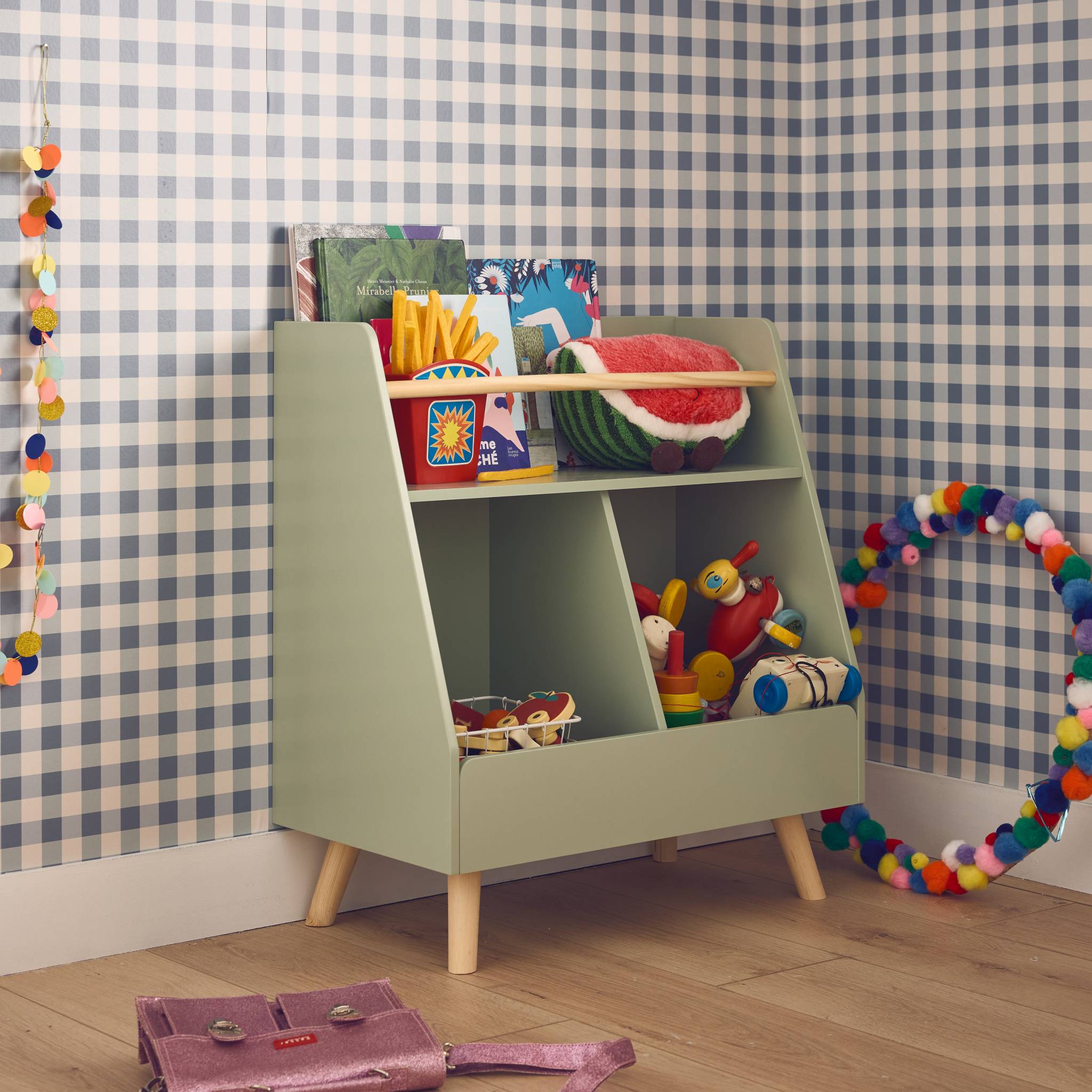 Contenitore per bambini, 2 scomparti, verde