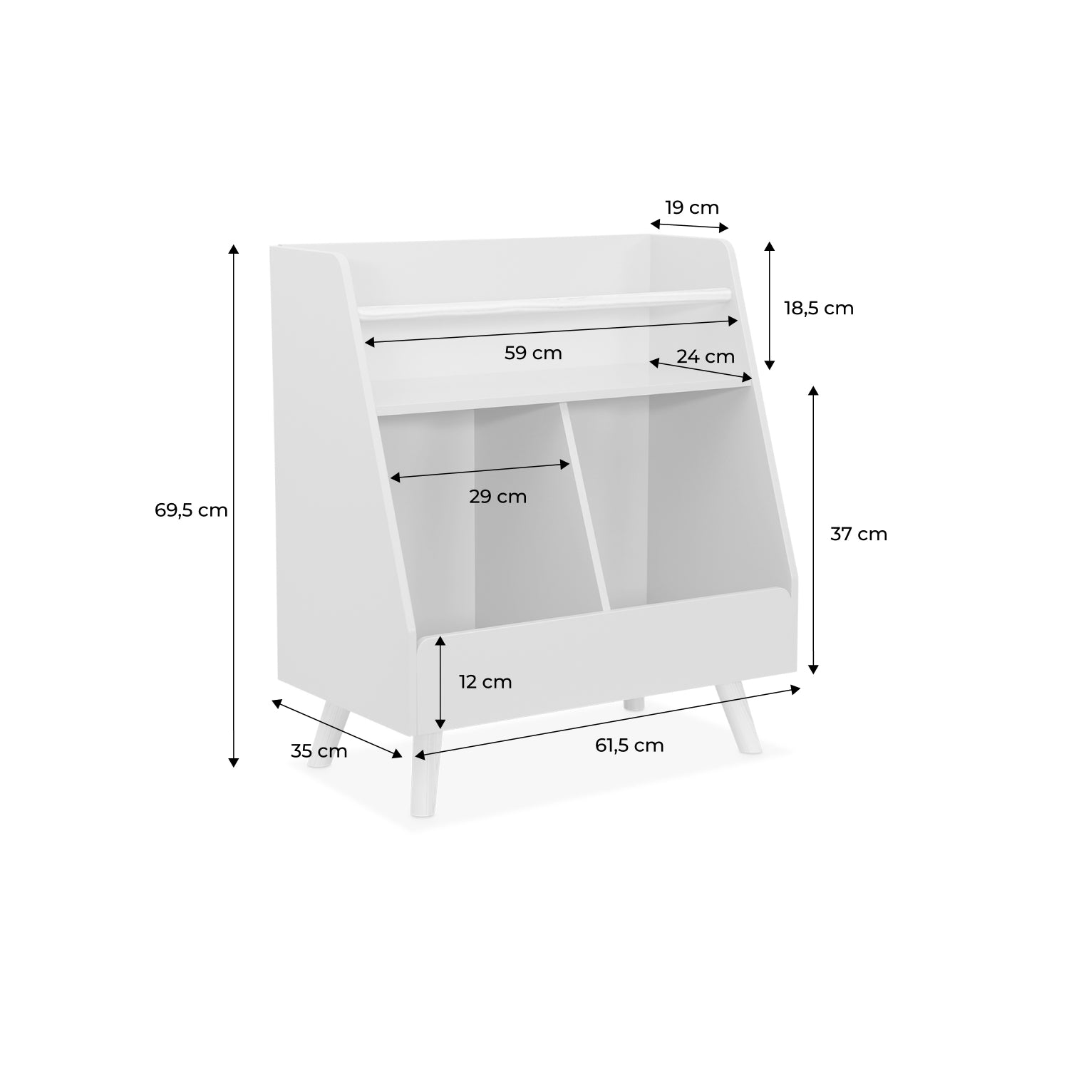 Contenitore per bambini, 2 scomparti, bianco
