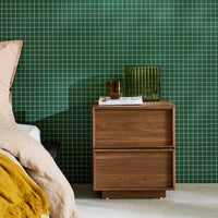 Comodino effetto legno 2 cassetti, noce