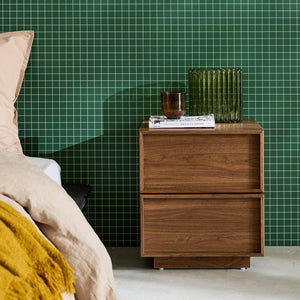 Set 2 comodini effetto legno 2 cassetti, noce