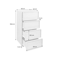 Cassettiera alta con 4 cassetti effetto legno, marrone naturale