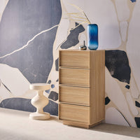 Cassettiera alta con 4 cassetti effetto legno, marrone naturale