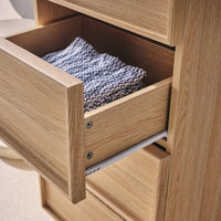 Cassettiera alta con 4 cassetti effetto legno, marrone naturale