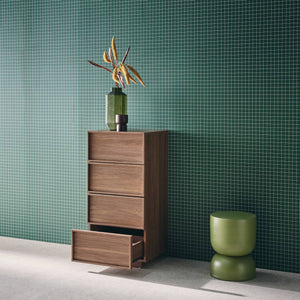 Cassettiera alta con 4 cassetti effetto legno, marrone