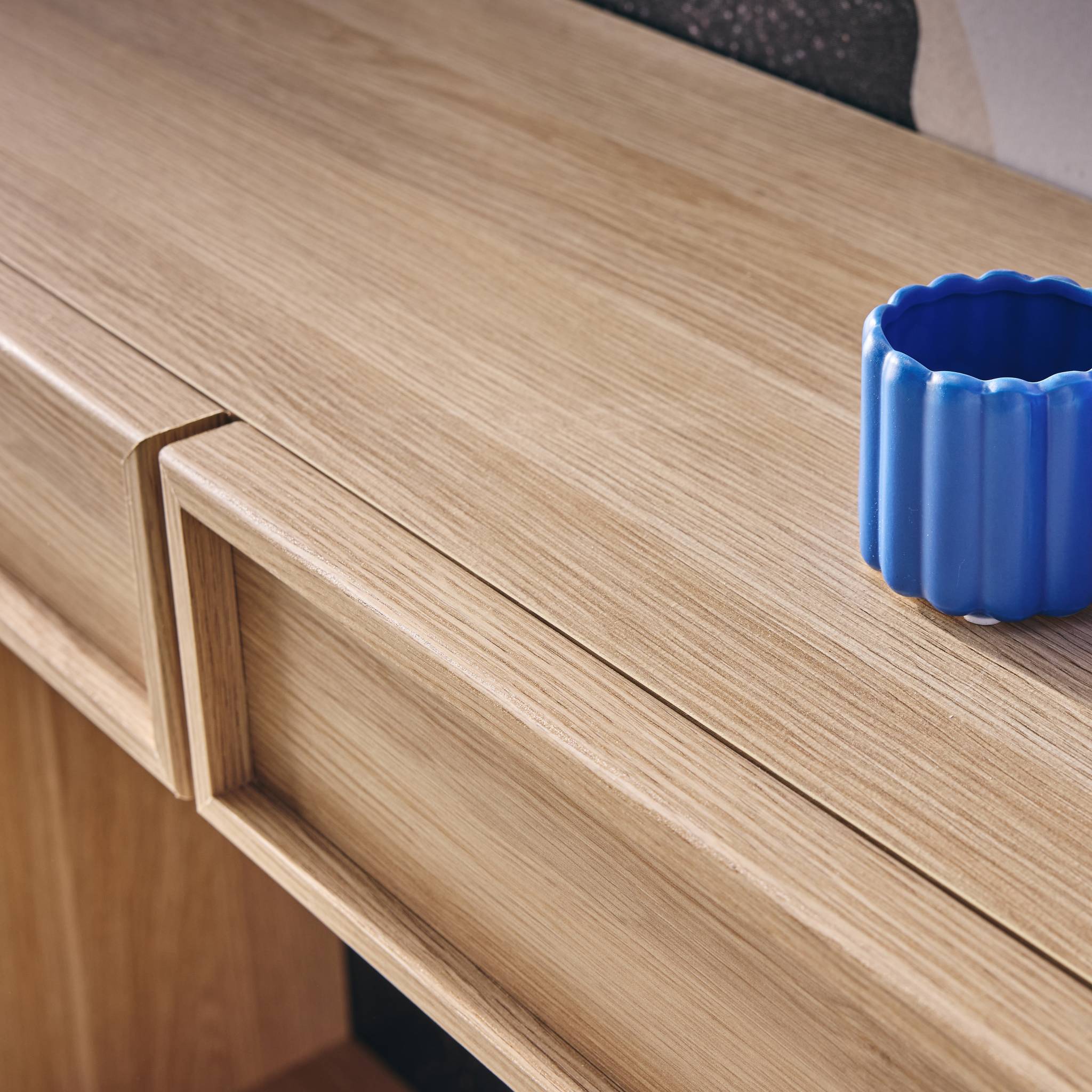 Console effet legno 2 cassetti e ripiano, marrone naturale