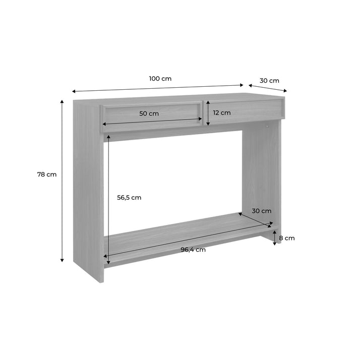 Console effet legno 2 cassetti e ripiano, marrone naturale