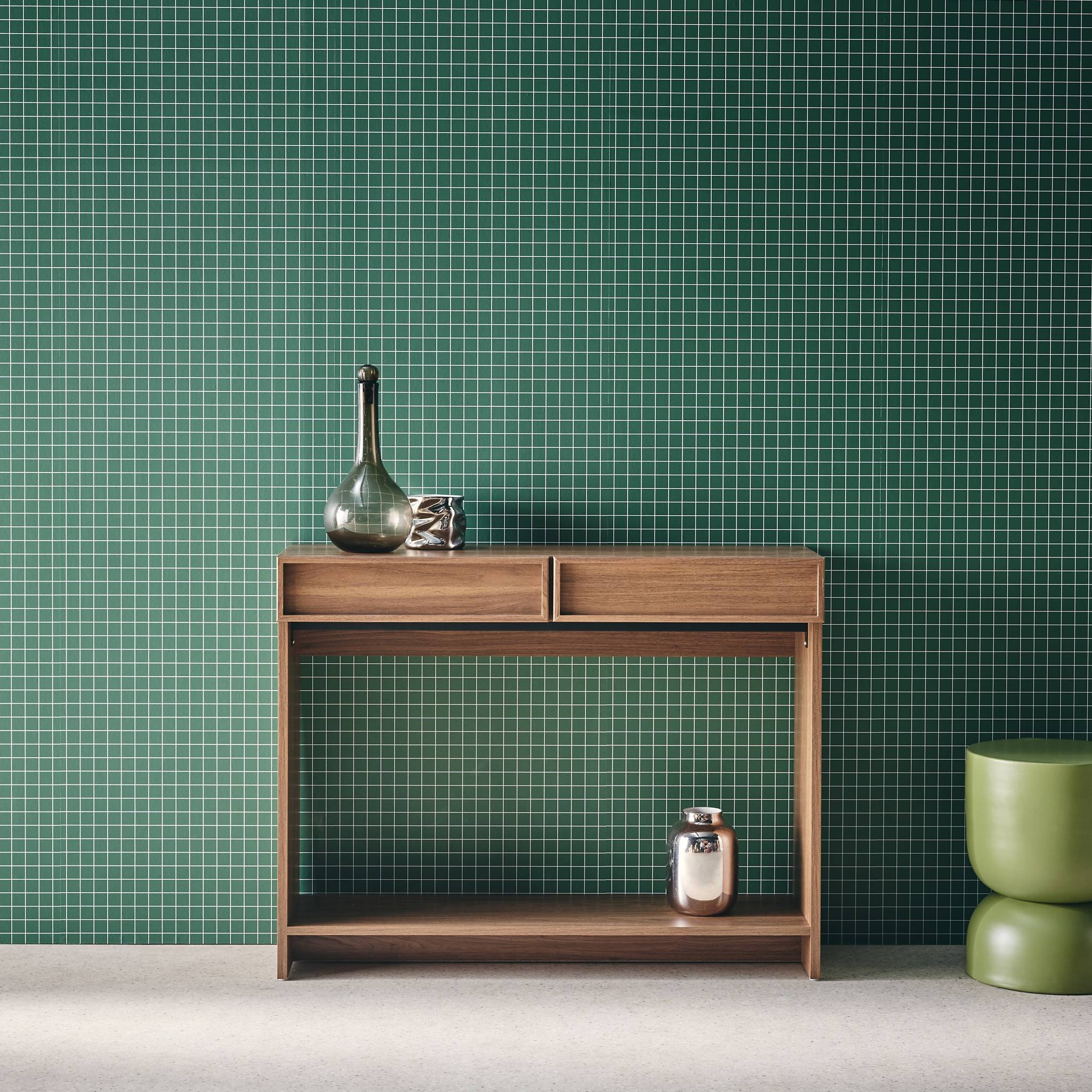 Console effet legno 2 cassetti e ripiano, marrone