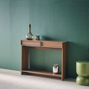 Console effet legno 2 cassetti e ripiano, marrone