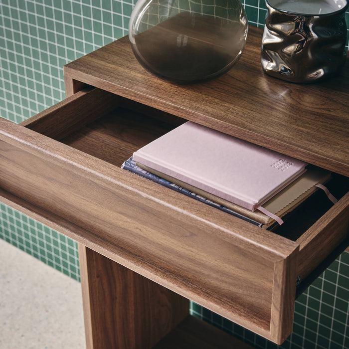 Console effet legno 2 cassetti e ripiano, marrone