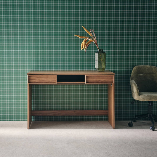 Scrivania effetto legno 2 cassetti 1 vano 120cm, noce