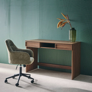 Scrivania effetto legno 2 cassetti 1 vano 120cm, noce