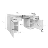 Scrivania effetto legno con 2 ante e 2 cassetti, 140cm, marrone
