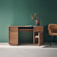 Scrivania effetto legno con 2 ante e 2 cassetti, 140cm, marrone