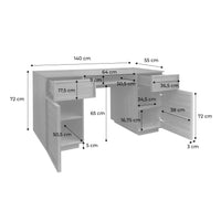 Scrivania effetto legno con 2 ante e 2 cassetti, 140cm, marrone