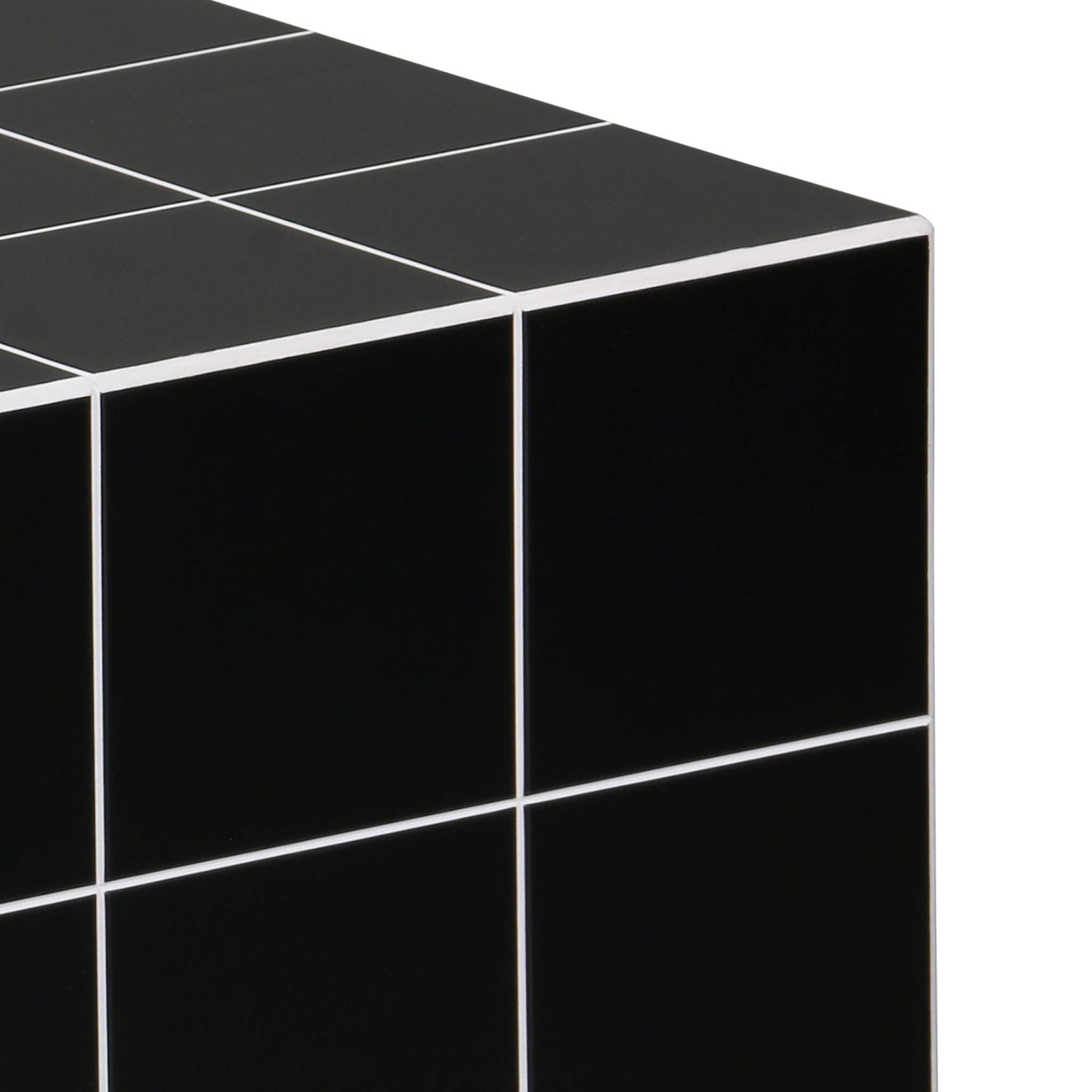 Tavolino, tavolino cubico effetto piastrelle di cemento, nero