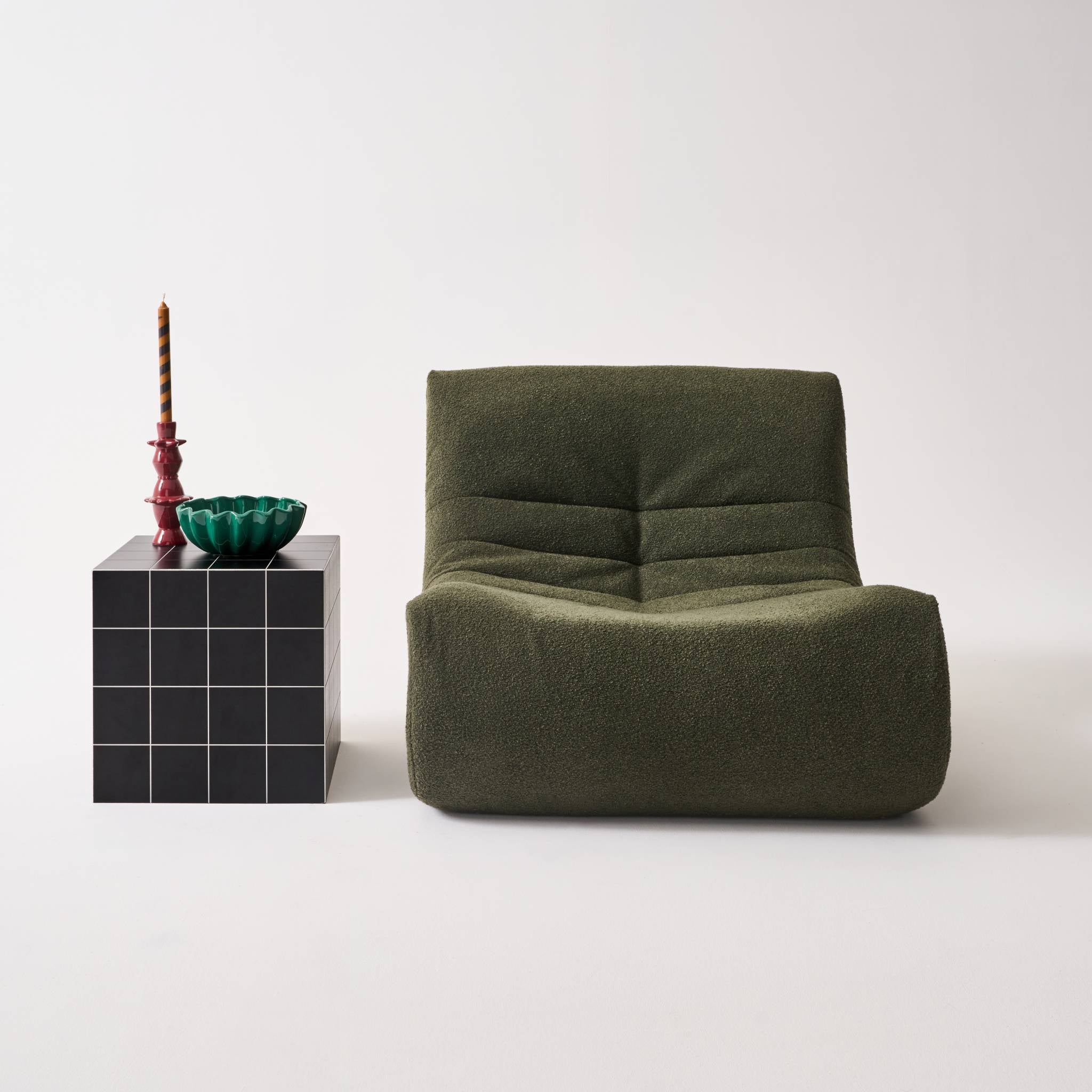 Tavolino, tavolino cubico effetto piastrelle di cemento, nero