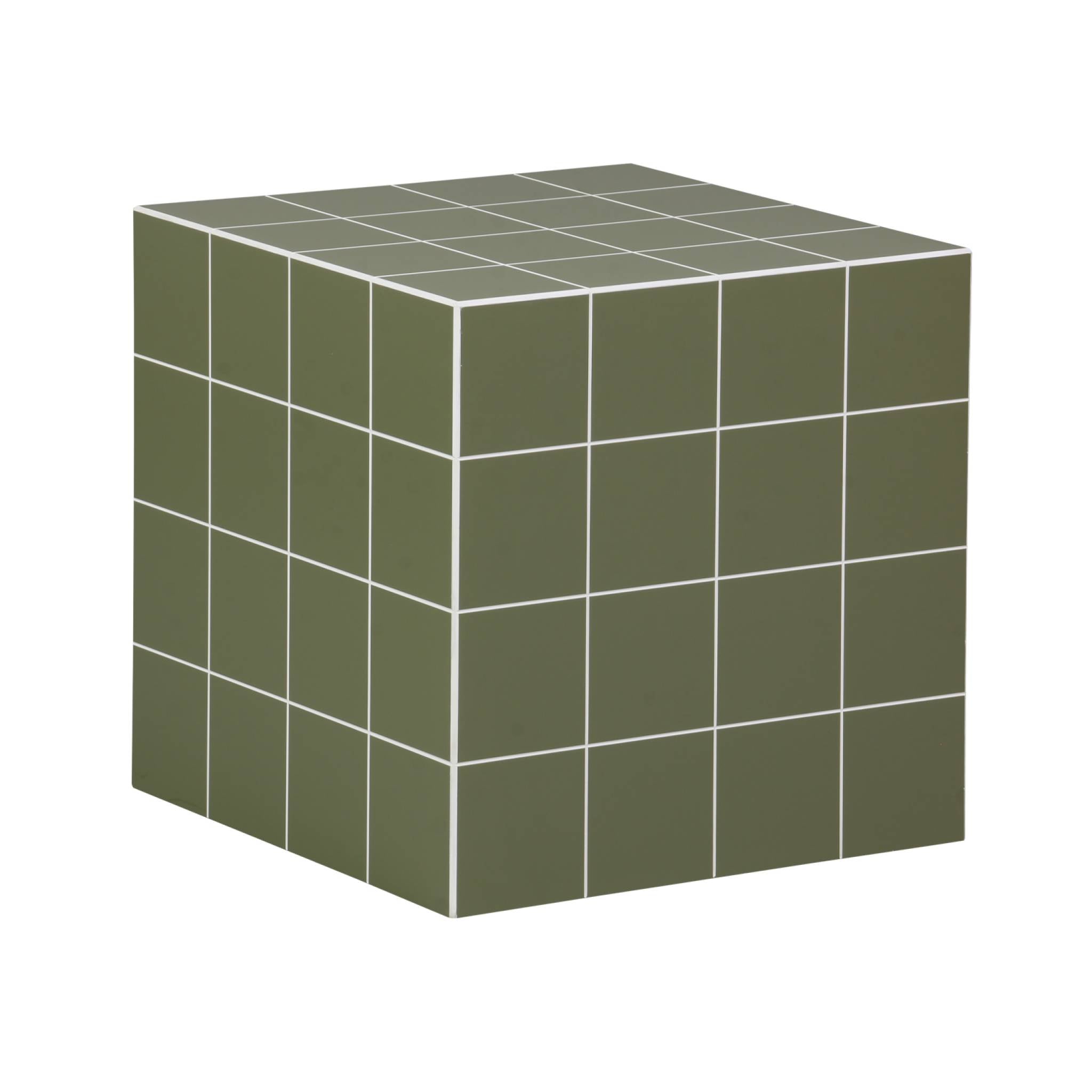 Tavolino, tavolino cubico effetto piastrelle di cemento, verde kaki