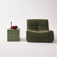 Tavolino, tavolino cubico effetto piastrelle di cemento, verde kaki