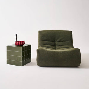 Tavolino, tavolino cubico effetto piastrelle di cemento, verde kaki