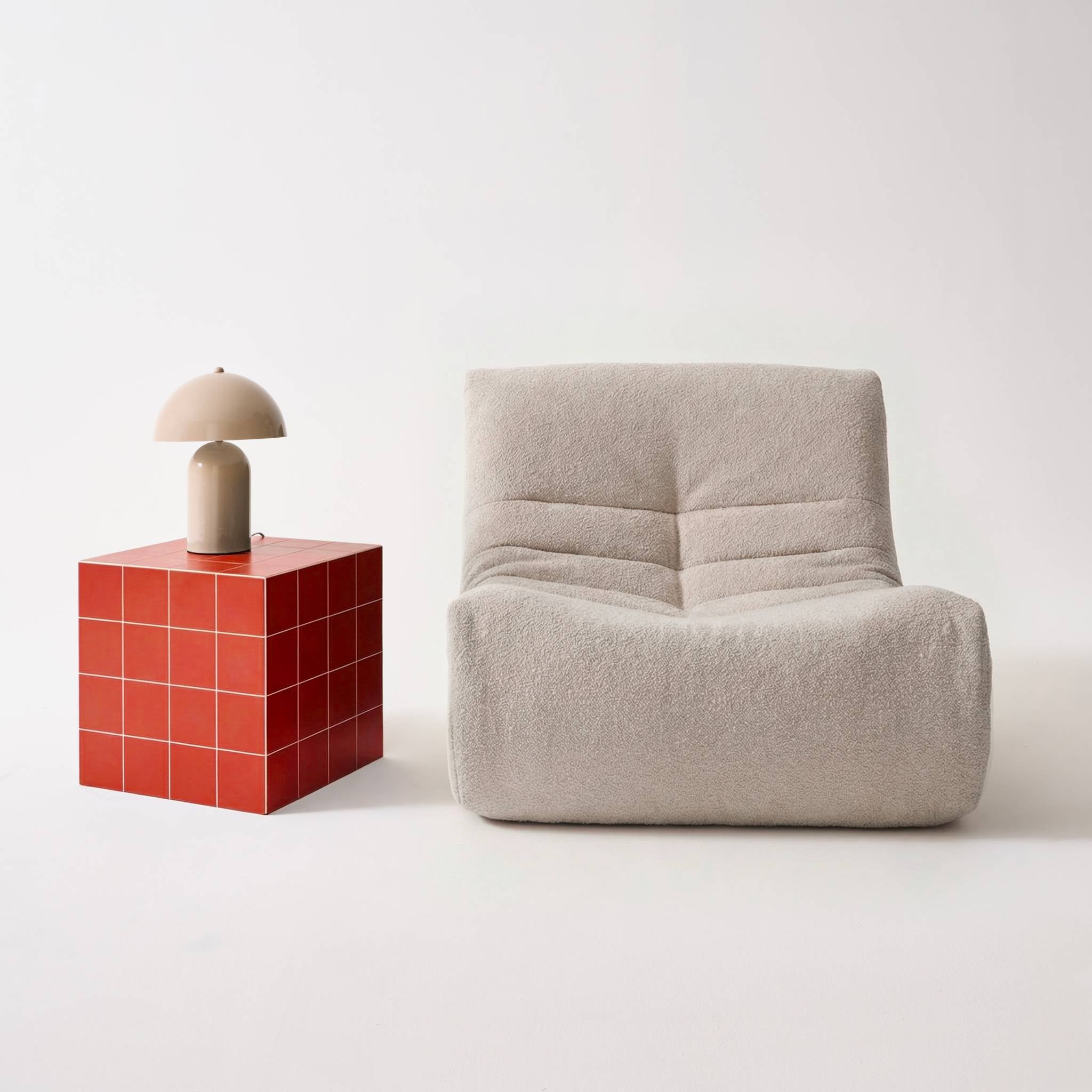 Tavolino, tavolino cubico effetto piastrelle di cemento, terracotta