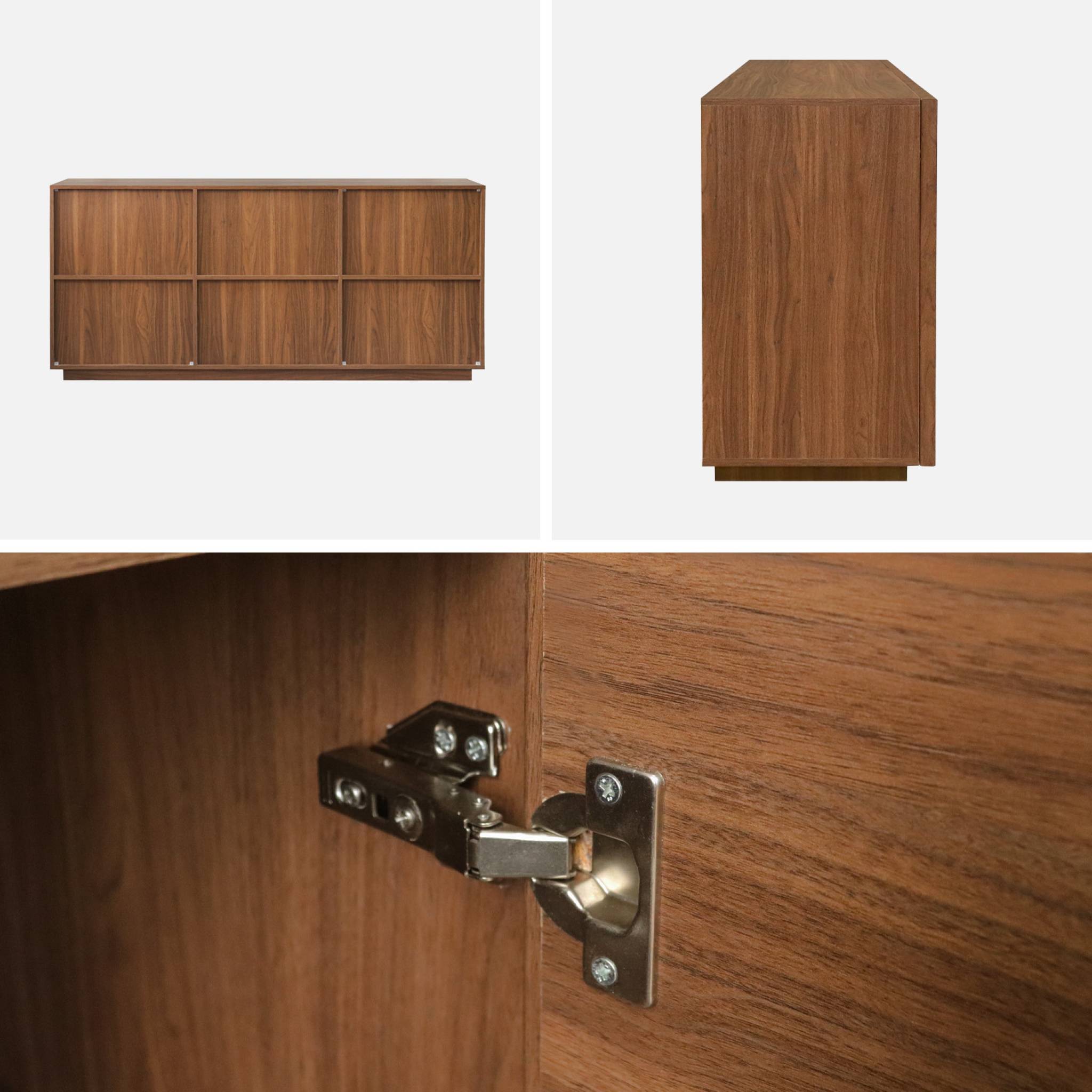 Credenza effetto legno 3 ante, 160cm, marrone