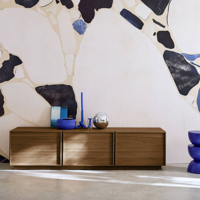 Mobile tv decorativo in legno 3 ante 180cm, marrone