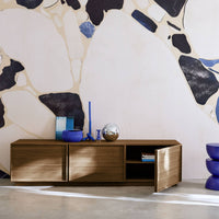 Mobile tv decorativo in legno 3 ante 180cm, marrone