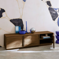 Mobile tv decorativo in legno 3 ante 180cm, marrone