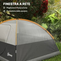 Tenda da Campeggio per 3 Persone Impermeabile con Tasche, Gancio per Lanterna e Borsa di Trasporto, Arancione