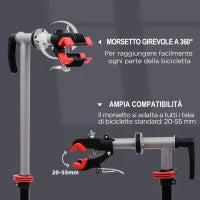 Cavalletto per Manutenzione Bici con Altezza Regolabile e Rotazione a 360°, 100x66x109-180cm