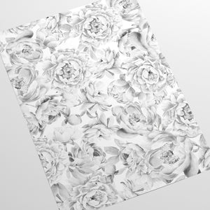 Carta da Parati Peonie Bianca e Nera Carta Vegana 250x200cm 5,5mq 