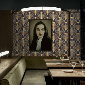 Carta da Parati Art Déco Anni '30 Nera e Oro Carta Vegana 250x200cm 5,5mq 