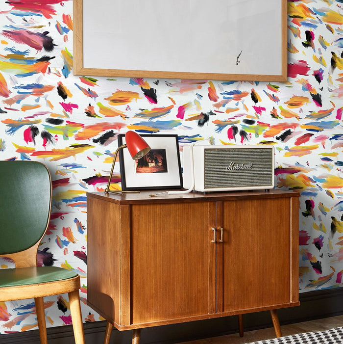 Carta da Parati Pennellate Astratta Carta Vegana 250x200cm 5,5mq 