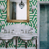 Carta da Parati Geometrica Verde Carta Vegana 250x200cm 5,5mq 